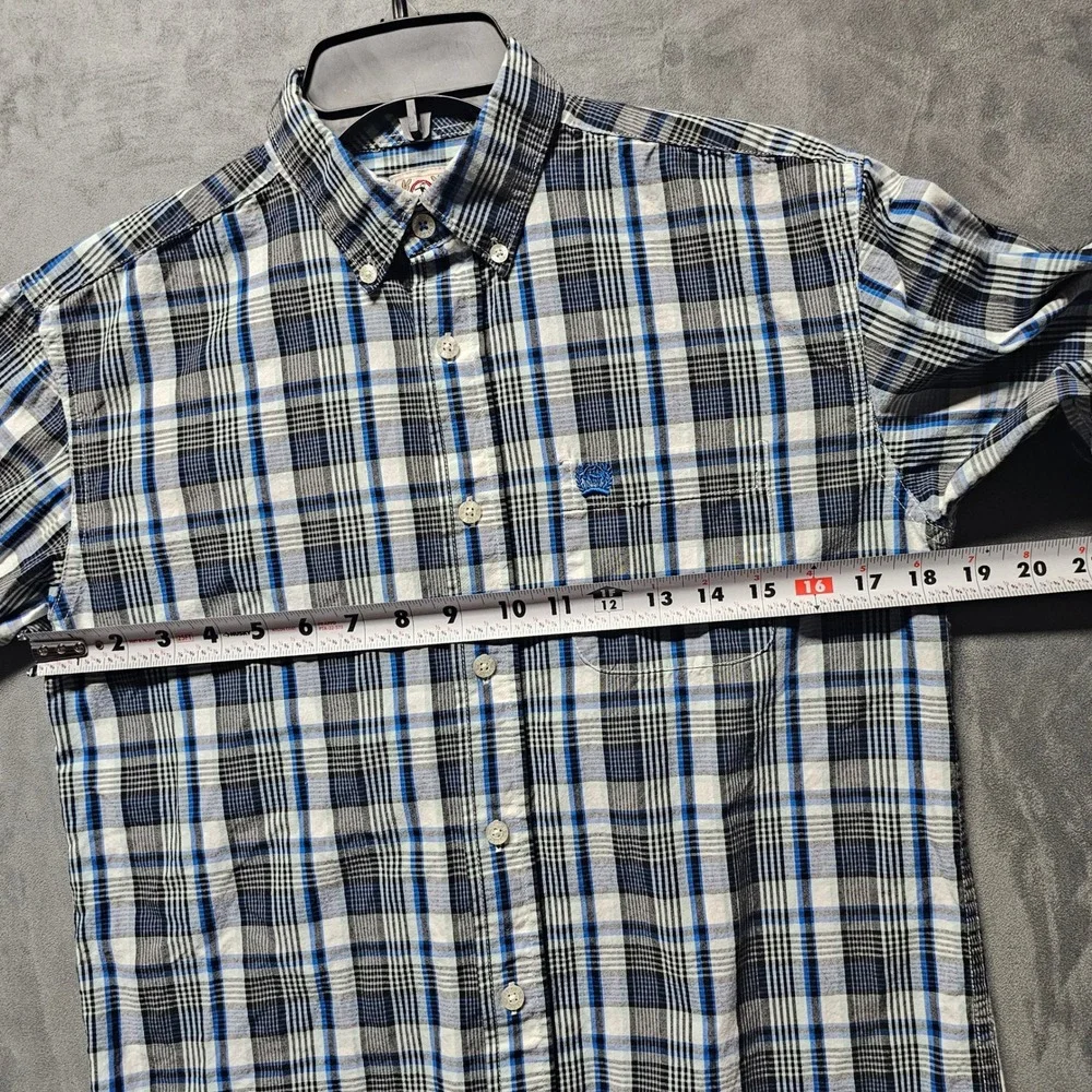 Cinch Boys XL 14 Blue Black Plaid Long Sleeve Western Button Down Shirt